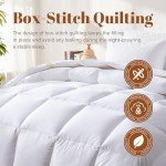 Cosybay Feather Comforter Filled with Feather & Down Fiber - All Season White Queen Size Duvet Insert- Luxurious Hotel Bedding Comforters with Cotton Cover Queen 90 x 90 Inch