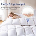 DOWNCOOL Feather Comforter King Size Filled with Down & Feather Fiber, White Fluffy Down Duvet Insert King with Ultra Soft 100% Cotton Cover, All Season Luxurious Hotel Bed Comforter, 106"x90"