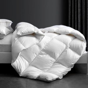 Luxury Goose Down Comforter, Medium Warmth All Season Duvet Insert, Ultra-Soft 750 Fill-Power Hotel Collection Comforter, Light Weight, Fluffy and Cozy - King 106 X 90”