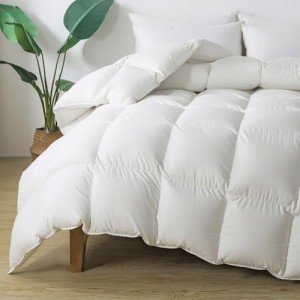 Feathers Down Comforter Queen Size, All Season Luxury Duvet Insert, Ultra-Soft Hotel Collection Bed Comforters, Winter Warm, Box Stitched Bedding Comforter with Corner Tabs (White, 90"x90")