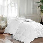 MARTHA STEWART White Goose King Size Feathers Down Comforter, 100% Cotton Duvet Insert King, Hotel Luxury Hypoallergenic Comforter 68oz All Season Medium Warmth 106 x 90 Inch