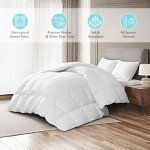 MARTHA STEWART White Goose King Size Feathers Down Comforter, 100% Cotton Duvet Insert King, Hotel Luxury Hypoallergenic Comforter 68oz All Season Medium Warmth 106 x 90 Inch
