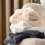 Bedsure Fluffy Comforter Cover Set - Ultra Soft Plush Shaggy Duvet Cover Queen Size, Warm Flannel Fleece Bed Sets for Winter, 3 Pieces, 1 Duvet Cover+2 Pillowcases (Striped Pattern, Linen)
