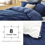 Bedsure Fluffy Comforter Cover Set - Faux Fur Duvet Cover King Size, Navy Blue Plush Quilt Cover, 3 Pieces, 1 Duvet Cover (104"x90") with Zipper Closure and 2 Pillow Shams, Comforter Not Included