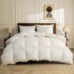 BPC Organic Down Comforter King Size Fluffy Duvet Insert for All-Season | Hotel Luxury 100% Cotton, High Fill-Power Medium Weight Feathers & Down Comforter, Ivory White, 106x90 Inches