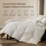 BPC Organic Down Comforter King Size Fluffy Duvet Insert for All-Season | Hotel Luxury 100% Cotton, High Fill-Power Medium Weight Feathers & Down Comforter, Ivory White, 106x90 Inches