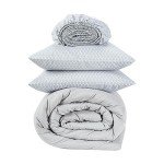 Serta Simply Clean Lightweight 7 Piece Pleated Bed in a Bag for All Season, Queen, Grey
