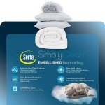 Serta Simply Clean Lightweight 7 Piece Pleated Bed in a Bag for All Season, Queen, Grey