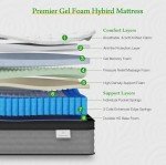Onlylucky Queen Mattress,14 Inch Premier Gel Memory Foam Hybrid Mattress, Queen Size Mattress with Individual Pocket Spring for Motion Isolation & Pressure Relief, Comfort Night Sleep, Firm Support