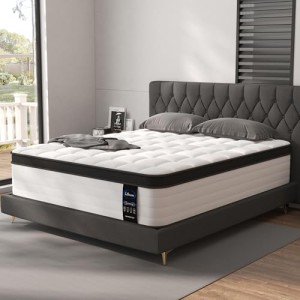 LETMOON King Size Mattress, 12 Inch Hybrid King Mattress, 3 Coils Strong Edge Support, Medium Firm Mattress with Memory Foam and Pocket Springs, Pressure Relief