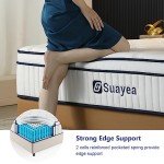 SUAYEA Queen Mattress, 14 Inch Queen Size Mattress in a Box, Hybrid Matterss with Pocket Spring and Soft Foam, Ultimate Motion Isolation, Strong Edge Support, Medium Firm