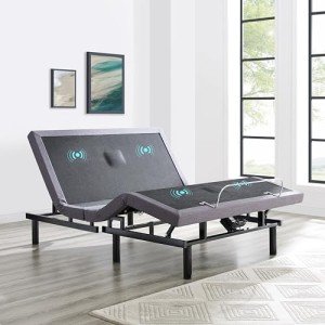 Naomi Home Idealbase Queen Adjustable Bed Frame with Lumbar Support & Head Tilt, Foot Incline, Back & Leg Massage, USB Ports, Massage Bed with Wireless Remote, Ergonomic Zero-Gravity Smart Bed