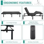 Deep Sleep Enabling Serenity Adjustable Bed Frame Full, Head & Foot Incline, 7 Adjustable Positions, Wireless Remote, Compact, Zero Gravity Lounge Bed, Electric Bed Base, Easy Assembly - Black