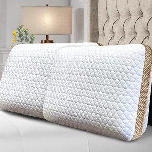Sofslee Memory Foam Pillows Set of 2 Standard Size Medium Firm Pillows 2 Pack for Sleeping,Orthopedic Bed Pillows for All Sleepers,Ventilated Cooling Gel Foam Pillows with Washable Cover