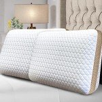 Sofslee Memory Foam Pillows Set of 2 Standard Size Medium Firm Pillows 2 Pack for Sleeping,Orthopedic Bed Pillows for All Sleepers,Ventilated Cooling Gel Foam Pillows with Washable Cover