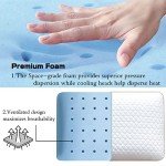 Sofslee Memory Foam Pillows Set of 2 Standard Size Medium Firm Pillows 2 Pack for Sleeping,Orthopedic Bed Pillows for All Sleepers,Ventilated Cooling Gel Foam Pillows with Washable Cover