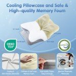 Vuteehy Cervical Neck Pillow for Pain Relief Sleeping, Neck Support Pillows for Sleeping with Cooling Pillowcase, Ergonomic Memory Foam Pillows, Contour Orthopedic Pillow for Side Back Stomach Sleeper
