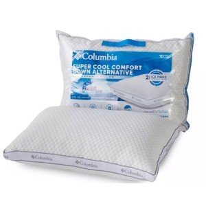 Columbia Comfort Ice Fiber Side Sleeper Down Alternative Bed Pillow - Instant Cooling 2 Sided Ice Fiber Cover - Supportive and Cozy Polyester Fiber Fill - Side Sleeper, Standard/Queen