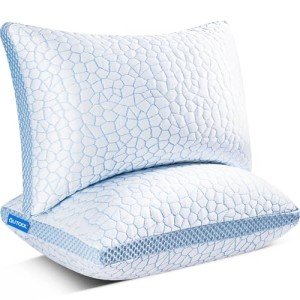 QUTOOL Enhanced Cooling Pillows for Sleeping, Shredded Memory Foam Pillows 2 Pack, Gel Bed Pillows Queen Size Set of 2, Support Yet Soft Pillow for Side, Back Sleepers