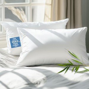 Caelorin Hypoallergenic Bamboo Viscose Firm Cooling Breathable Pillows with Down Alternative Filling, King Size Set of 2, Luxury Hotel Quality, Oeko-Tex Certified, Machine Washable