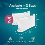 Sleepgram Bed Support Adjustable Hypoallergenic Cool Sleeping Loft Soft Pillow with Removeable Microfiber Cover, Queen Size, White (2 Pack)
