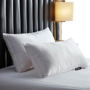 Beautyrest Hotel Collection Fluffy Luxury Goose Feathers Medium Firm Hypoallergenic Pillow, 500 Thread Count US Grown Cotton Cover (20x36”), King (Pack of 2), White 2