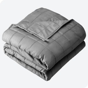 Bare Home Weighted Blanket for Adults and Kids 15lb (48" x 72") - All-Natural 100% Cotton - Premium Heavy Blanket Nontoxic Glass Beads (Light Grey, 48"x72")