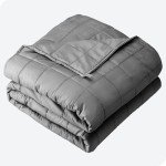 Bare Home Weighted Blanket for Adults and Kids 15lb (48" x 72") - All-Natural 100% Cotton - Premium Heavy Blanket Nontoxic Glass Beads (Light Grey, 48"x72")
