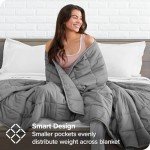 Bare Home Weighted Blanket for Adults and Kids 15lb (48" x 72") - All-Natural 100% Cotton - Premium Heavy Blanket Nontoxic Glass Beads (Light Grey, 48"x72")
