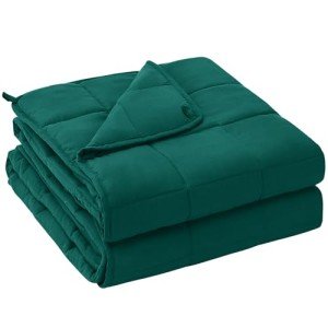 yescool Weighted Blanket for Adults (20 lbs, 60” x 80”, Dark Green) Cooling Heavy Blanket for Sleeping Perfect for 190-210 lbs, Queen Size Breathable Blanket with Premium Glass Bead, Machine Washable
