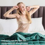 yescool Weighted Blanket for Adults (20 lbs, 60” x 80”, Dark Green) Cooling Heavy Blanket for Sleeping Perfect for 190-210 lbs, Queen Size Breathable Blanket with Premium Glass Bead, Machine Washable