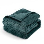 Wemore Minky Dot Weighted Blanket for Adults Queen Size 15 lb, Soft Heavy Blanket for Stress Relief and Sleep Promotion, Breathable Blanket for All-Season with Glass Beads, Dark Green 60 x 80 inches