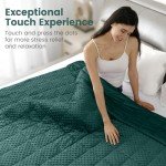 Wemore Minky Dot Weighted Blanket for Adults Queen Size 15 lb, Soft Heavy Blanket for Stress Relief and Sleep Promotion, Breathable Blanket for All-Season with Glass Beads, Dark Green 60 x 80 inches
