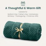 Wemore Minky Dot Weighted Blanket for Adults Queen Size 15 lb, Soft Heavy Blanket for Stress Relief and Sleep Promotion, Breathable Blanket for All-Season with Glass Beads, Dark Green 60 x 80 inches