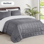 Wellfeel Weighted Blanket for Adult,20lbs Heavy Weighted Blanket 90"x90" Breathable Cooling Summer Blankets, Ultra Soft Cotton Comfort Throw Blanket with Glass Beads for All-Season (Dark Grey)