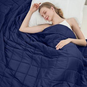 BETU Weighted Blanket for Adults (20lbs, 80"x87" King Size) - Cooling and Breathable Heavy Blanket for 130-220lbs with Premium Glass Beads - Soft Thick Blanket for All-Season Sleeping Comfort - Navy