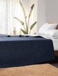 YnM Exclusive Weighted Blanket, Soothing Cotton, Smallest Compartments with Glass Beads, Bed Blanket for One Person of 140lbs, Ideal for Twin/Full Bed (48x72 Inches, 15 Pounds, Navy)