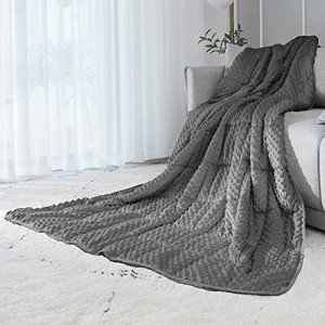 ALANSMA Reversible Weighted Blanket for All Season, Luxury Velvet, Warm and Cool, Adult 15Lb Weighted Blanket, Enjoy Sleeping Anywhere(Grey, 60''x80''15lbs)