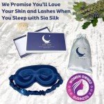 Sia Silk Sleep Mask with Eye Cups – No-Pressure 3D Eye Covers for Sleeping with Eyelash Extensions – Made of Thick Memory Foam – Adjustable, Blackout Silk Eye Sleep Mask for Women & Men -Navy