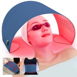 Multifunction Red Light Therapy for Face and Body, 850nm Near-Infrared Light Therapy Tool Skin Care Equipment at Home, Red Light Therapy Lamp with Leather Material, Waterproof, Blue