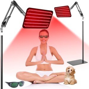 RAIPATH Red Light Therapy for Face Body Use, 3 in 1 Chip 940nm Red Infrared Light Therapy Lamp for Full Body, Extra Large High Power Panel, Adjustable Stand & Timer for Home Office Relaxation
