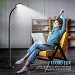 FBBJFF Happy Light Therapy lamp 11000 Lux, LED UV-Free Sunlight lamp,Full Spectrum Happy Therapy lamp with 10 Adjustable Brightness Levels, 2 in 1 Retractable Floor Sad Lamp (Black)