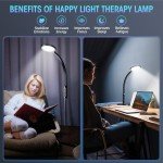 FBBJFF Happy Light Therapy lamp 11000 Lux, LED UV-Free Sunlight lamp,Full Spectrum Happy Therapy lamp with 10 Adjustable Brightness Levels, 2 in 1 Retractable Floor Sad Lamp (Black)
