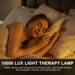 Light Therapy Lamp, UV-Free Happy Lamp 10000 Lux Desk Sun Lamp with Timing Mode & 6 Brightness & 3 Colors for Bedroom/Reading/Studying