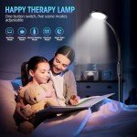FBBJFF Happy Light Therapy lamp 11000 Lux, LED UV-Free Sunlight lamp,Full Spectrum Happy Therapy lamp with 10 Adjustable Brightness Levels, 2 in 1 Retractable Floor Sad Lamp (Black)