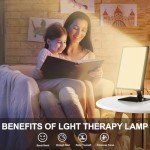 Light Therapy Lamp, UV-Free Happy Lamp 10000 Lux Desk Sun Lamp with Timing Mode & 6 Brightness & 3 Colors for Bedroom/Reading/Studying