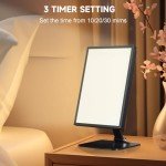 Light Therapy Lamp, UV-Free Happy Lamp 10000 Lux Desk Sun Lamp with Timing Mode & 6 Brightness & 3 Colors for Bedroom/Reading/Studying
