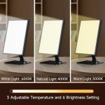 Light Therapy Lamp, UV-Free Happy Lamp 10000 Lux Desk Sun Lamp with Timing Mode & 6 Brightness & 3 Colors for Bedroom/Reading/Studying
