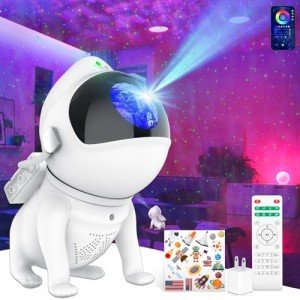Ocurria Star Projector Night Light Space Dog - Space Buddy Projector for Kids Adults Bedroom, 21+ Colors, Bluetooth Speaker, White Noise Machine, Astronaut Galaxy Projector for Party Christmas Gift