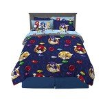 Franco Sonic The Hedgehog Anime Kids Bedding Super Soft Comforter and Sheet Set with Sham, 7 Piece Queen Size, (Official Licensed Product)